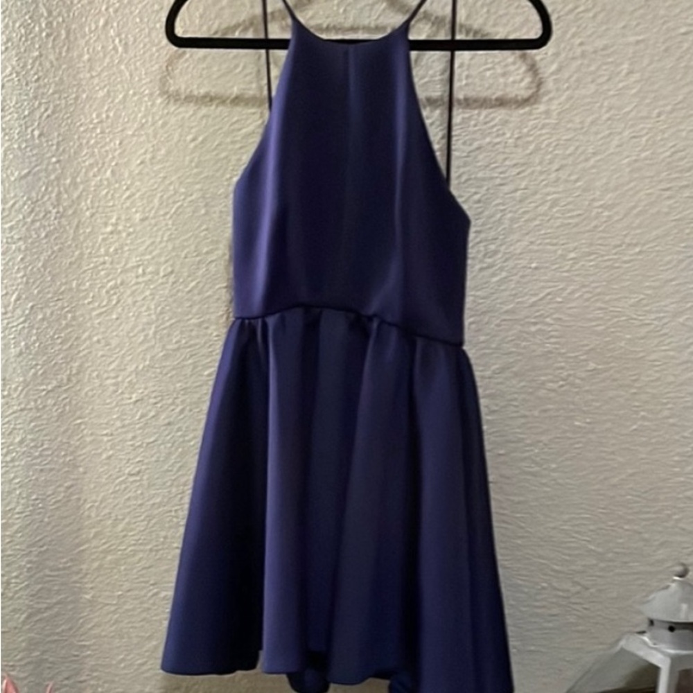 Vici navy blue low back flared skater dress small